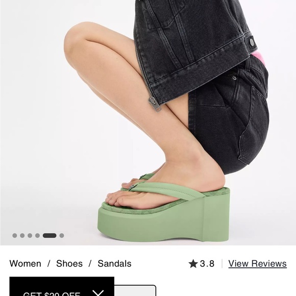 Coach Pistachio (Green) Platform Wedge Flip Flops Size 9, NWT - Picture 4 of 16